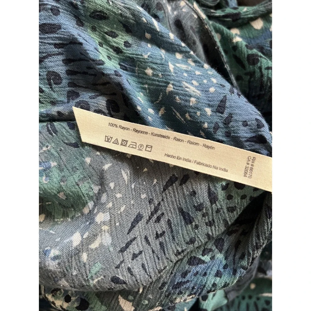 Free People el Porto Harem Jumpsuit Blue Green SIZE M Rayon Cover-up  Romper